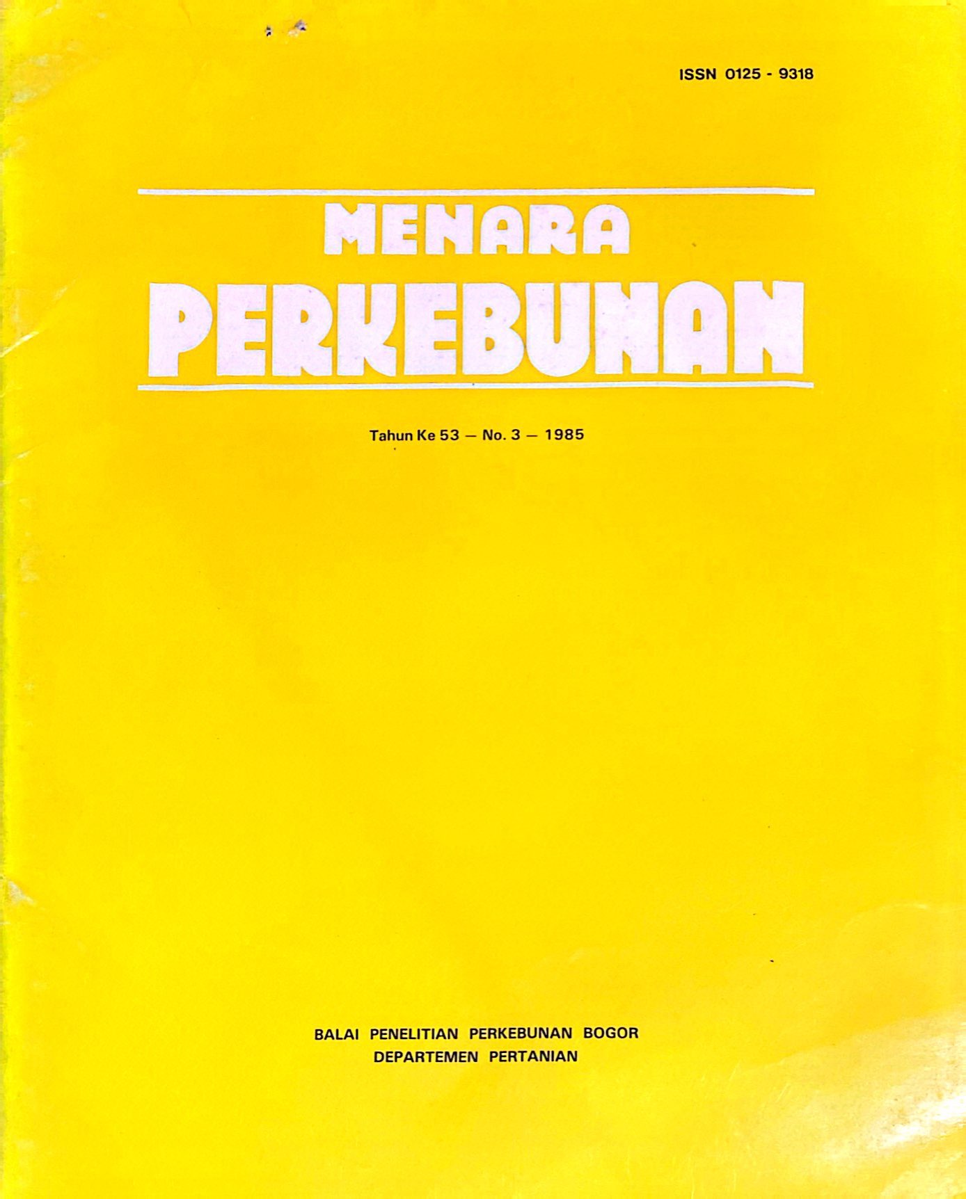 MENARA PERKEBUNAN NO. 53 TAHUN 1985