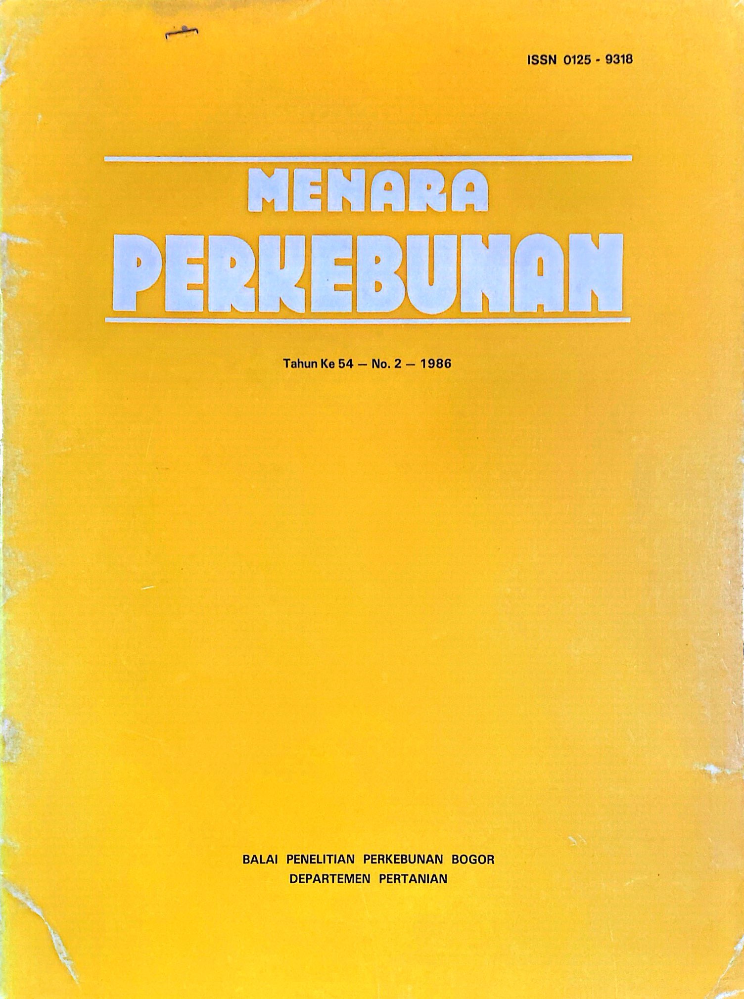 MENARA PERKEBUNAN NO. 54 TAHUN 1986