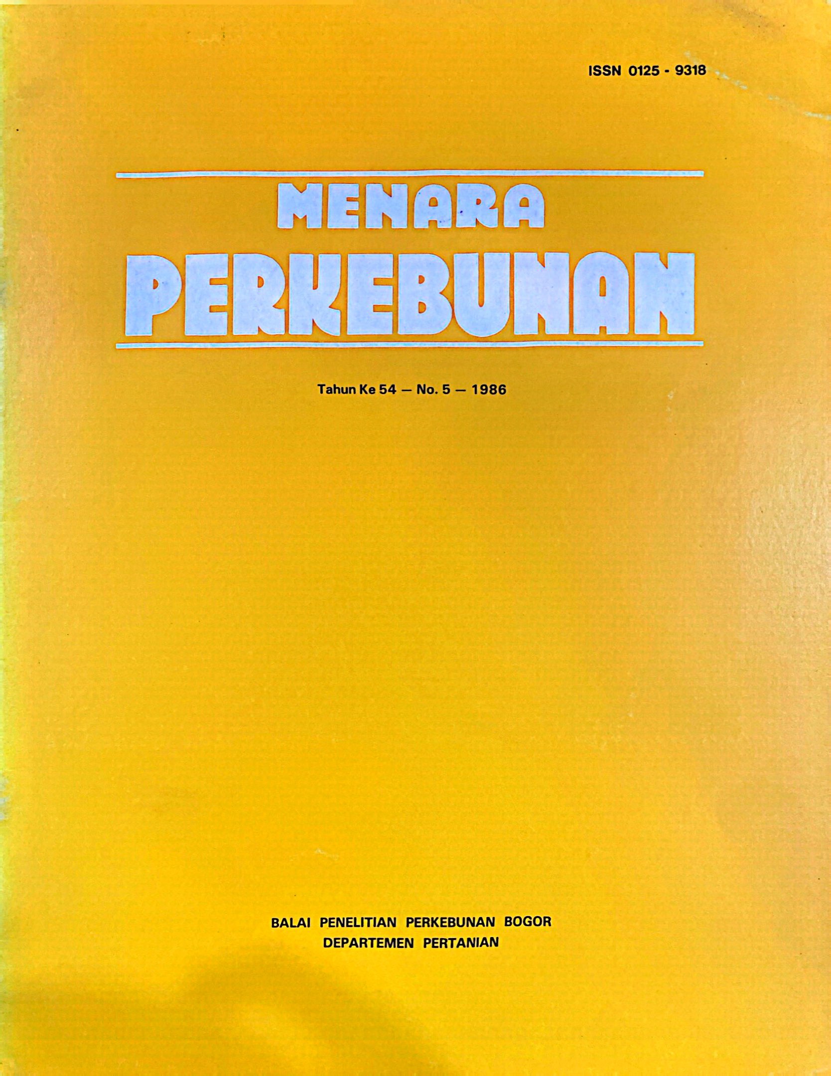 MENARA PERKEBUNAN NO. 54 TAHUN 1986