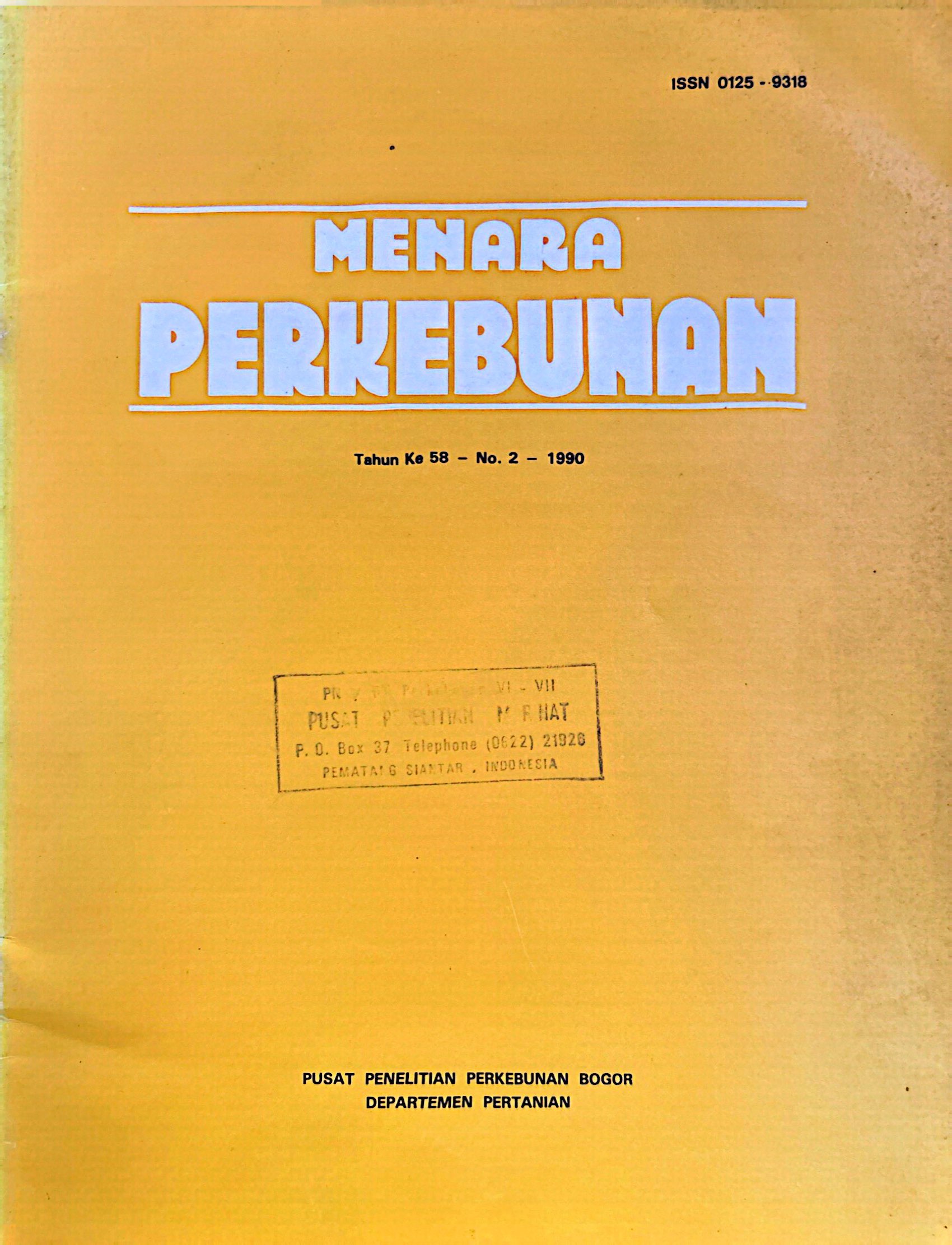 MENARA PERKEBUNAN NO. 58 TAHUN 1990