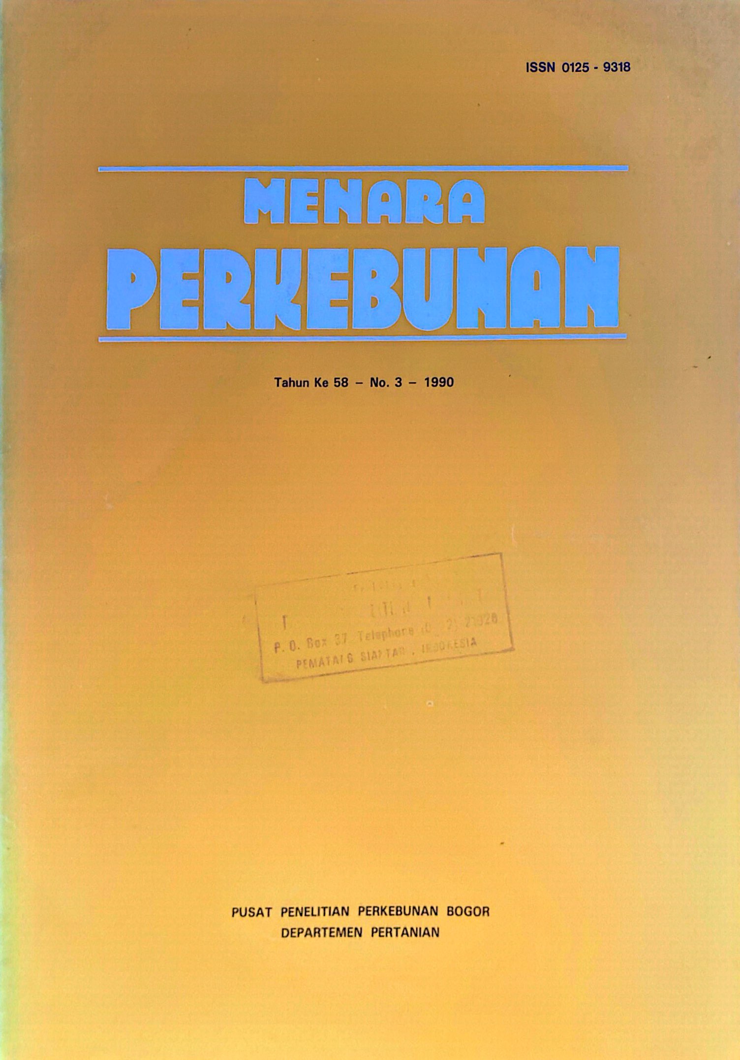 MENARA PERKEBUNAN NO. 58 TAHUN 1990