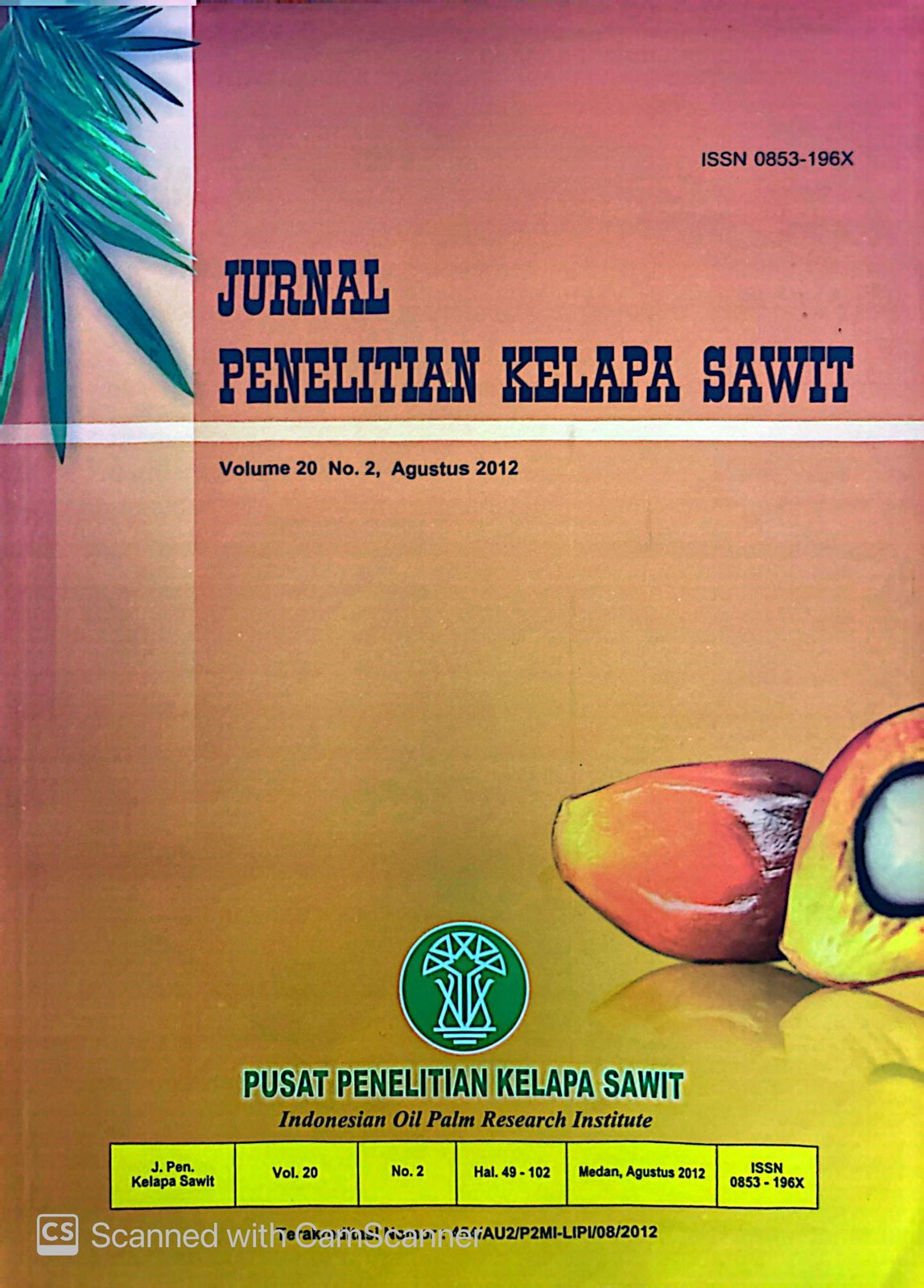 JURNAL PENELITIAN KELAPA SAWIT VOL. 20 NO. 2 TAHUN 2012