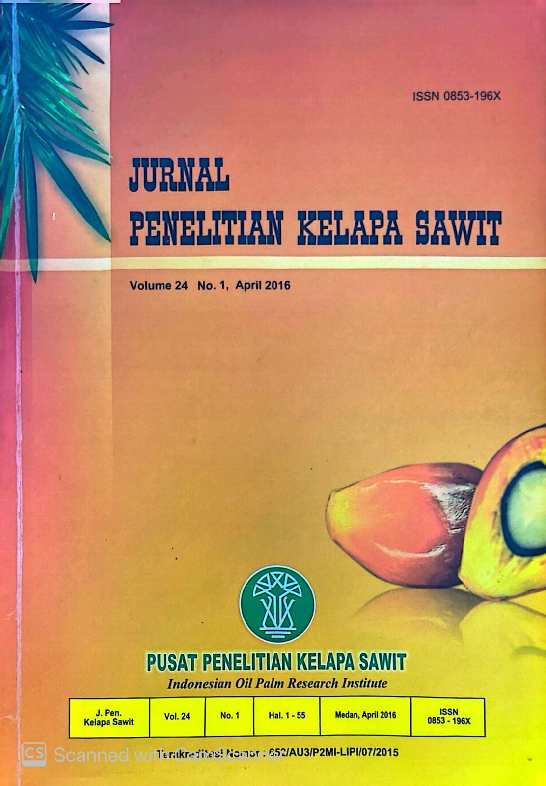 JURNAL PENELITIAN KELAPA SAWIT VOL. 24 NO. 1 TAHUN 2016