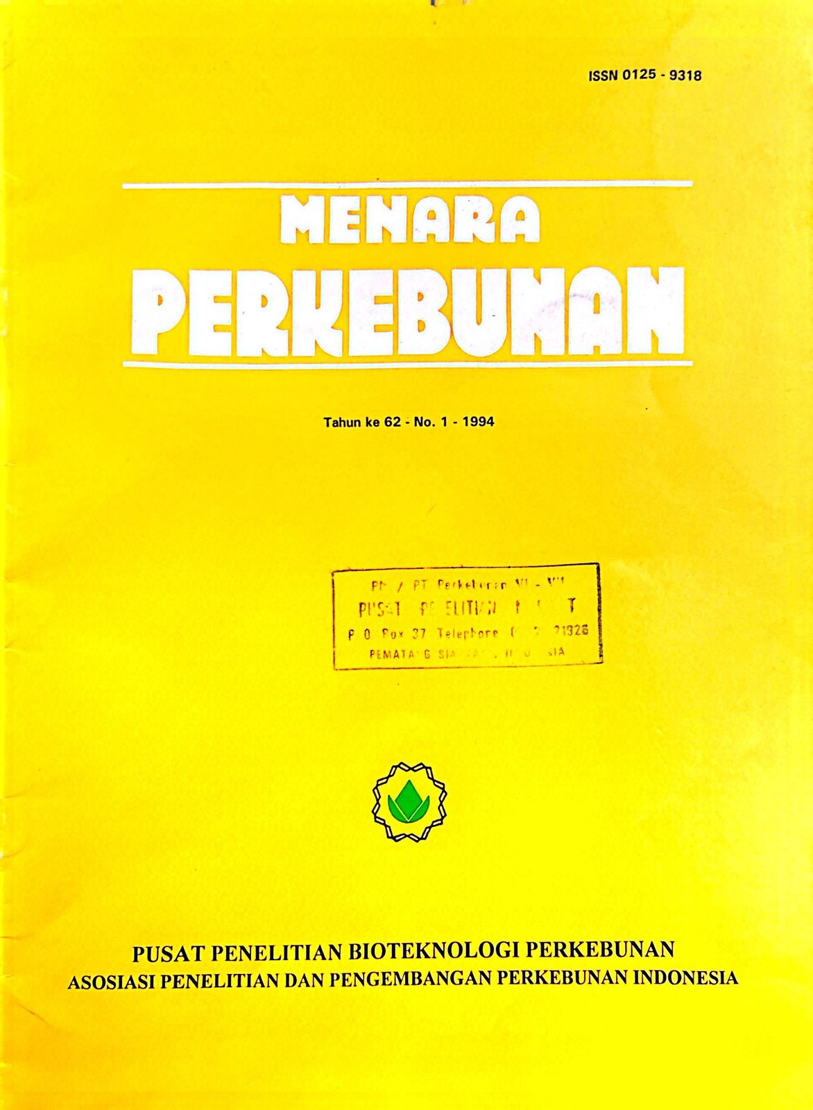 MENARA PERKEBUNAN NO. 62 TAHUN 1994