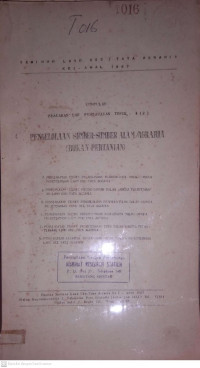 PENGELOLAAN SUMBER-SUMBER ALAM / AGRARIA (BUKAN PERTANIAN)