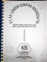 PUSAT PENELITIAN BAH LIAS. LAPORAN TAHUNAN