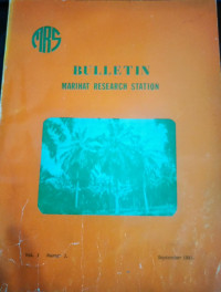 BULETIN PUSAT PENELITIAN MARIHAT. VOL. 1 (1), SEPTEMBER 1981