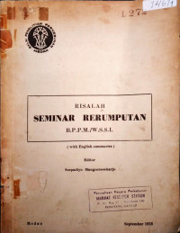 RISALAH SEMINAR RERUMPUTAN. WITH ENGLISH SUMMARIES. SEPTEMBER 1973