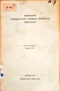 RINGKASAN. PUBLIKASI DAN LAPORAN PENELITIAN PERTANIAN. TAHUN VII (1) JANUARI 1977