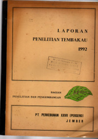 LAPORAN PENELITIAN TEMBAKAU 1992