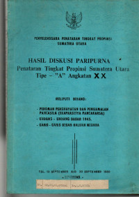 PENYELENGGARA PENATARAN TINGKAT PROPINSI SUMATERA UTARA