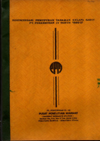 REKOMENDASI PEMUPUKAN TANAMAN KELAPA SAWIT PT PERKEBUNAN IV TAHUN 1986/87