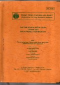 DAFTAR POHON INDUK DURA TAHUN 2001. BALAI PENELITIAN MARIHAT