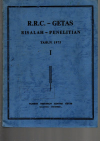 R.R.C. - GETAS. RISALAH - PENELITIAN TAHUN 1975. I