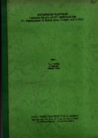 REKOMENDASI PEMUPUKAN TANAMAN KELAPA SAWIT MENGHASILKAN PT. PERKEBUNAN VII KEBUN SOSA TAHUN 1991/1992