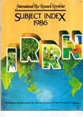 INTERNATIONAL RICE RESEARCH NEWSLETTER. SUBJECT INDEX 1986