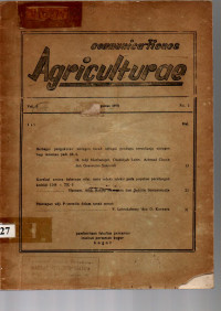 COMMUNICATIONES AGRICULTURAE. VOLUME 3 NOMOR 2. AGUSTUS 1970