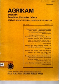 AGRIKAM BULETIN PERTANIAN MAROS VOLUME 2 NOMOR 3. SEPTEMBER 1987