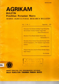 AGRIKAM BULETIN PERTANIAN MAROS VOLUME 7 NOMOR 3. SEPTEMBER 1992