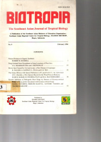 BIOTROPIA THE SOUTHEAST ASIAN JOURNAL OF TROPICAL BIOLOGY. NO. 9, FEBRUARY 1996