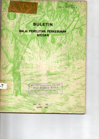 BULETIN BALAI PENELITIAN PERKEBUNAN MEDAN