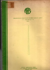 Image of REKOMENDASI PEMUPUKAN TANAMAN KELAPA SAWIT PN. PERKEBUNAN VI. 1975